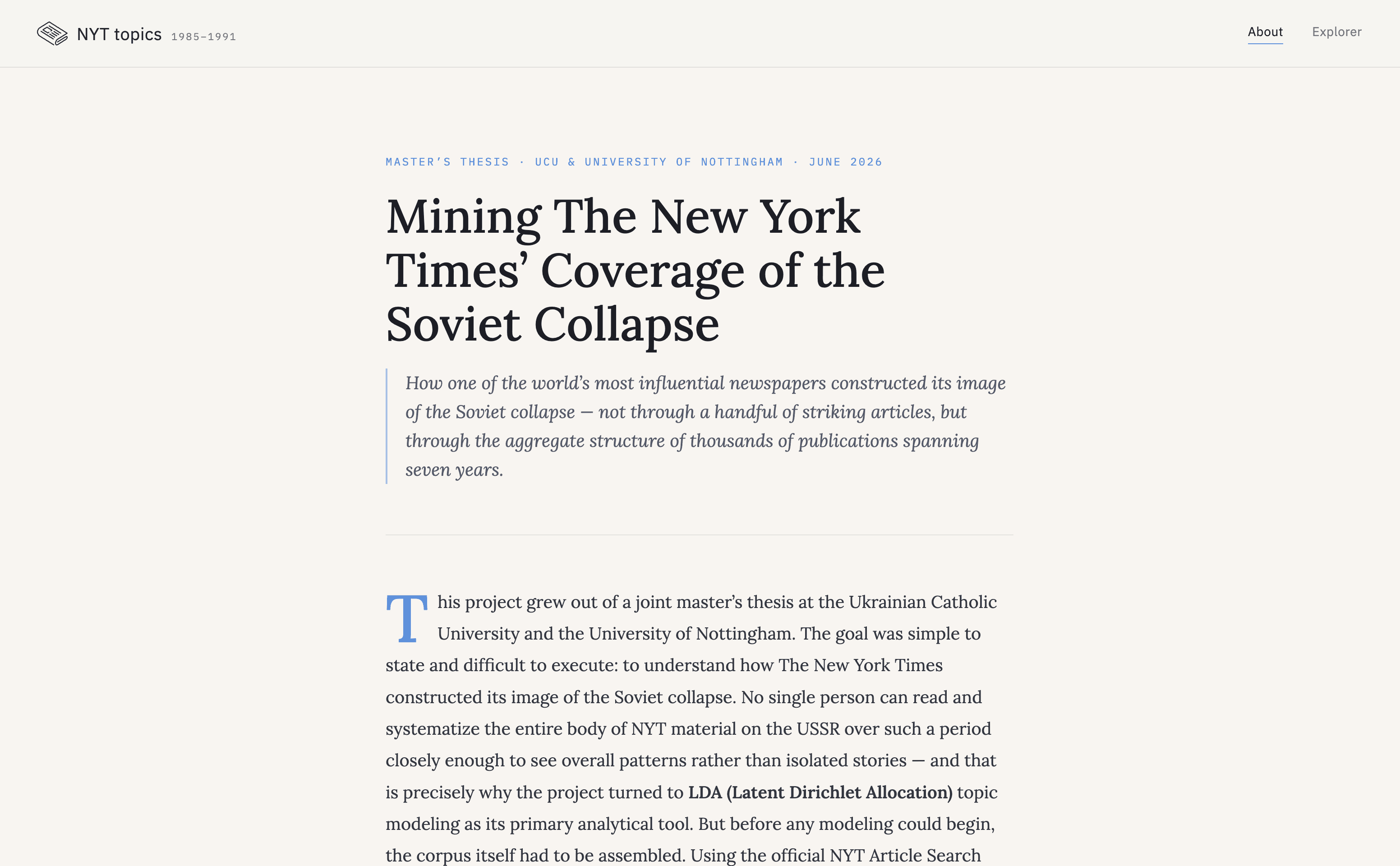 Скрін візуалізації NYT і розпад СРСР